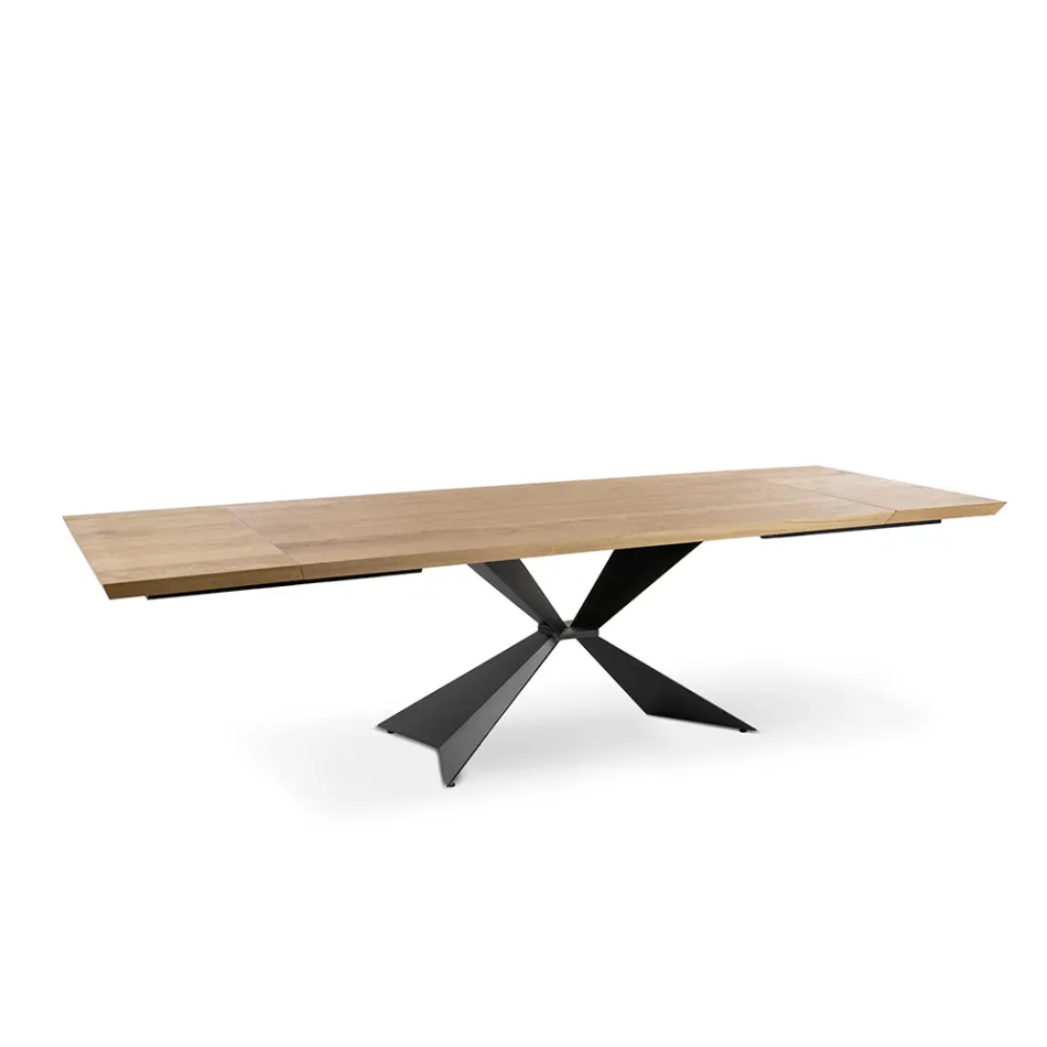 Table Extensible jusqu'à 300 cm avec Base en Métal et Plateau en Chêne - Marine Viadurini