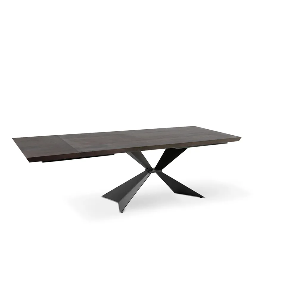 Table Extensible jusqu'à 300 cm avec Base en Métal et Plateau en Chêne - Marine Viadurini