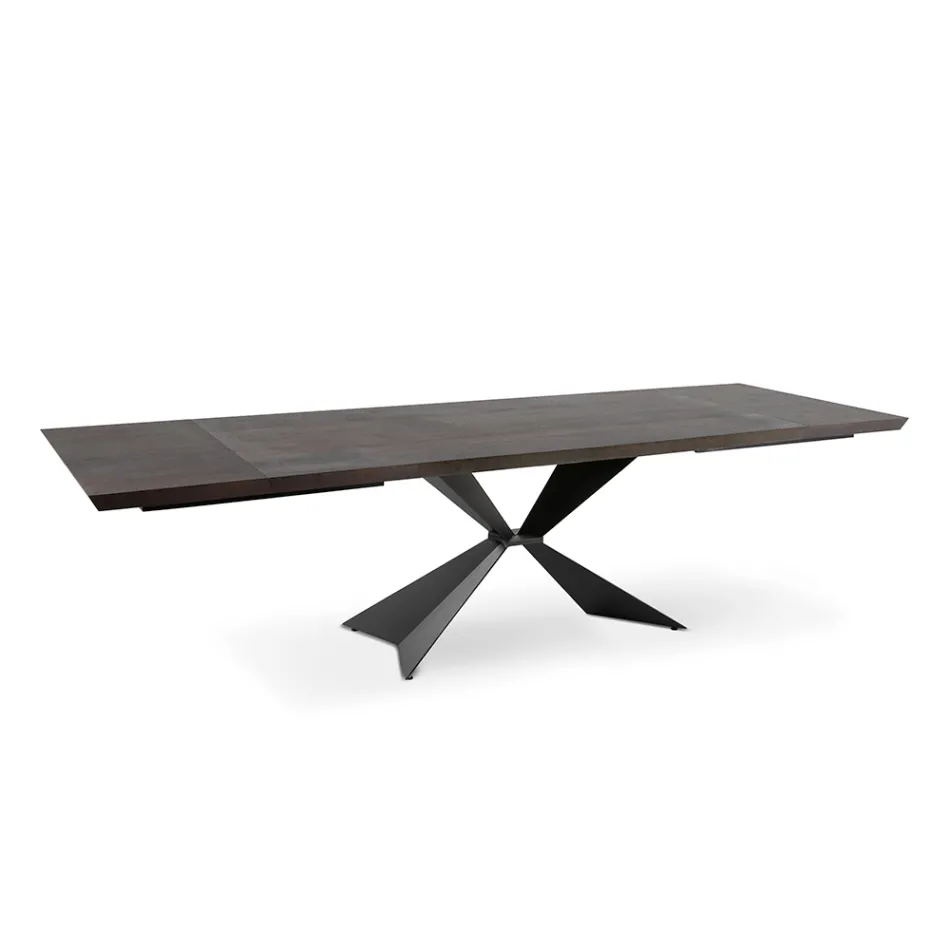 Table Extensible jusqu'à 300 cm avec Base en Métal et Plateau en Chêne - Marine Viadurini