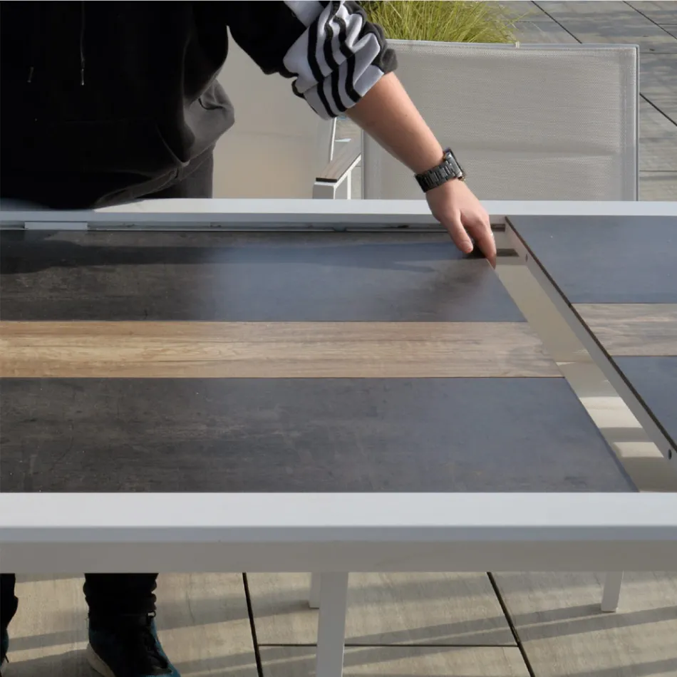 Table à rallonge 300 cm en aluminium avec plateau en stratifié - Righello Viadurini