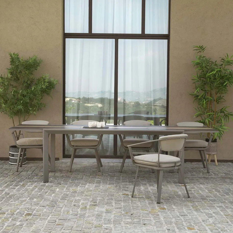 Table à rallonge 300 cm en aluminium avec plateau en stratifié - Righello Viadurini