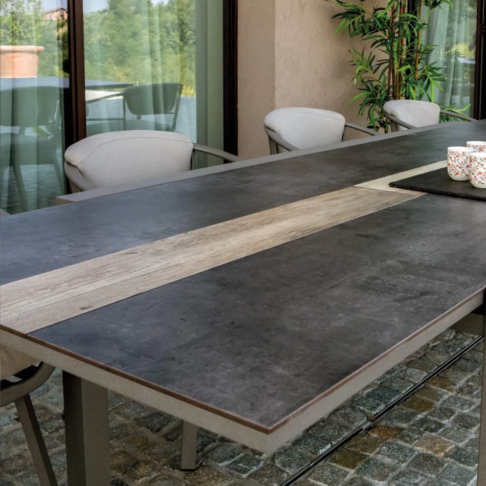 Table à rallonge 300 cm en aluminium avec plateau en stratifié - Righello Viadurini