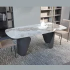Table extensible 300 cm en métal et plateau en pierre frittée - Taviria Viadurini