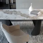 Table extensible 300 cm en métal et plateau en pierre frittée - Taviria Viadurini