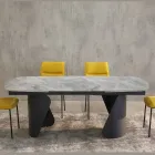 Table extensible 300 cm en métal et plateau en pierre frittée - Taviria Viadurini