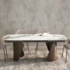Table extensible 300 cm en métal et plateau en pierre frittée - Taviria Viadurini