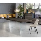Table extensible jusqu'à 300 cm en chêne et piètement en verre trempé - Nicoall Viadurini