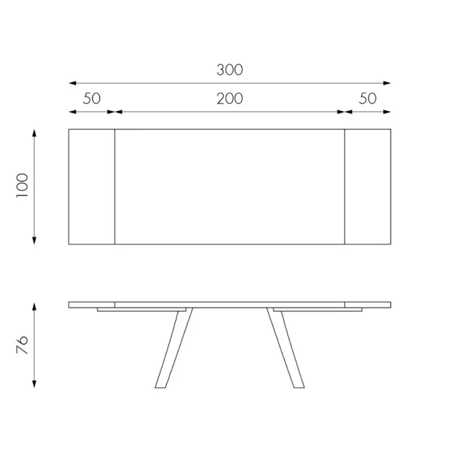 Table extensible jusqu'à 300 cm en placage de chêne et piètement en aluminium - Travis Viadurini