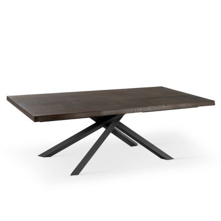 Table Extensible jusqu'à 300 cm en Placage Chêne et Piètement Métal Noir - Xino Viadurini