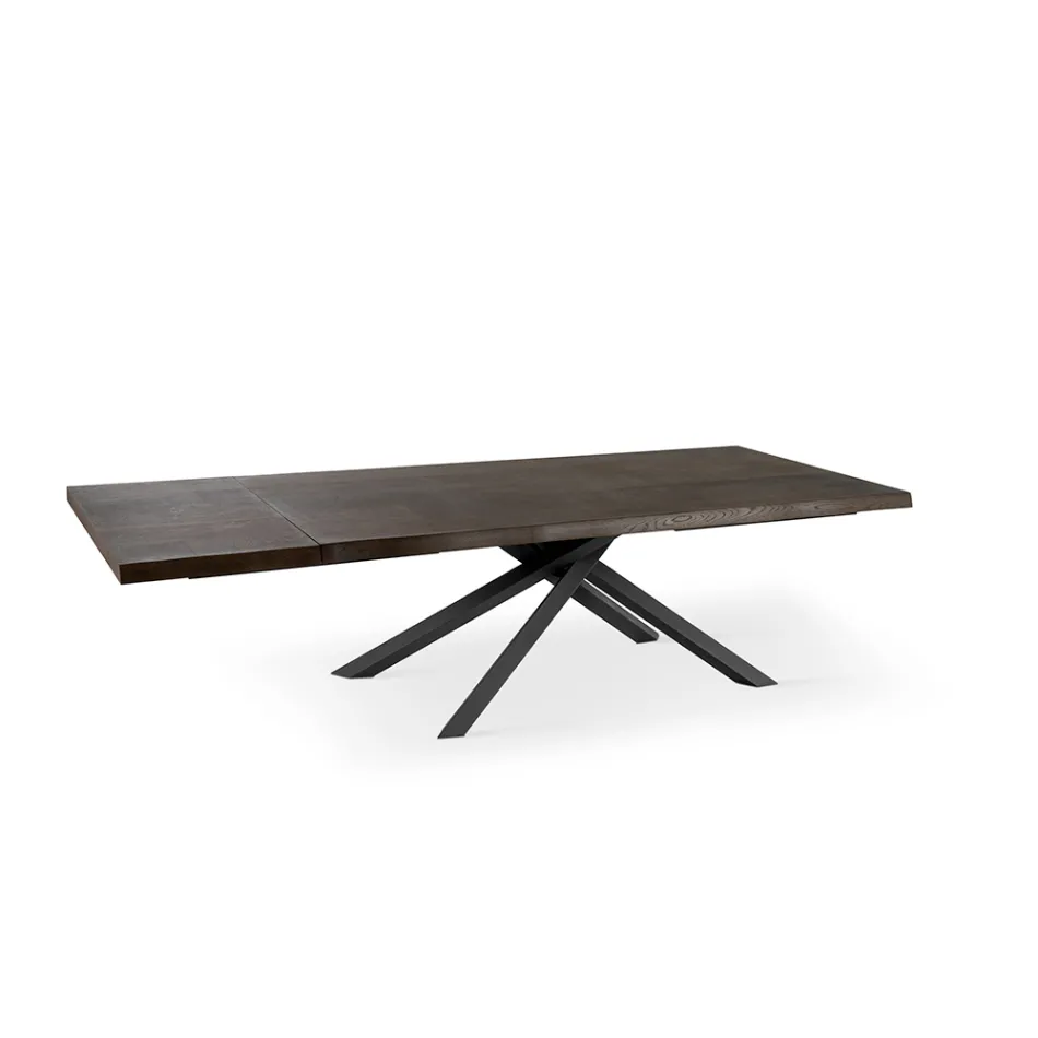Table Extensible jusqu'à 300 cm en Placage Chêne et Piètement Métal Noir - Xino Viadurini