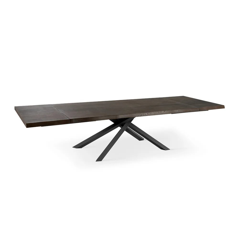 Table Extensible jusqu'à 300 cm en Placage Chêne et Piètement Métal Noir - Xino Viadurini