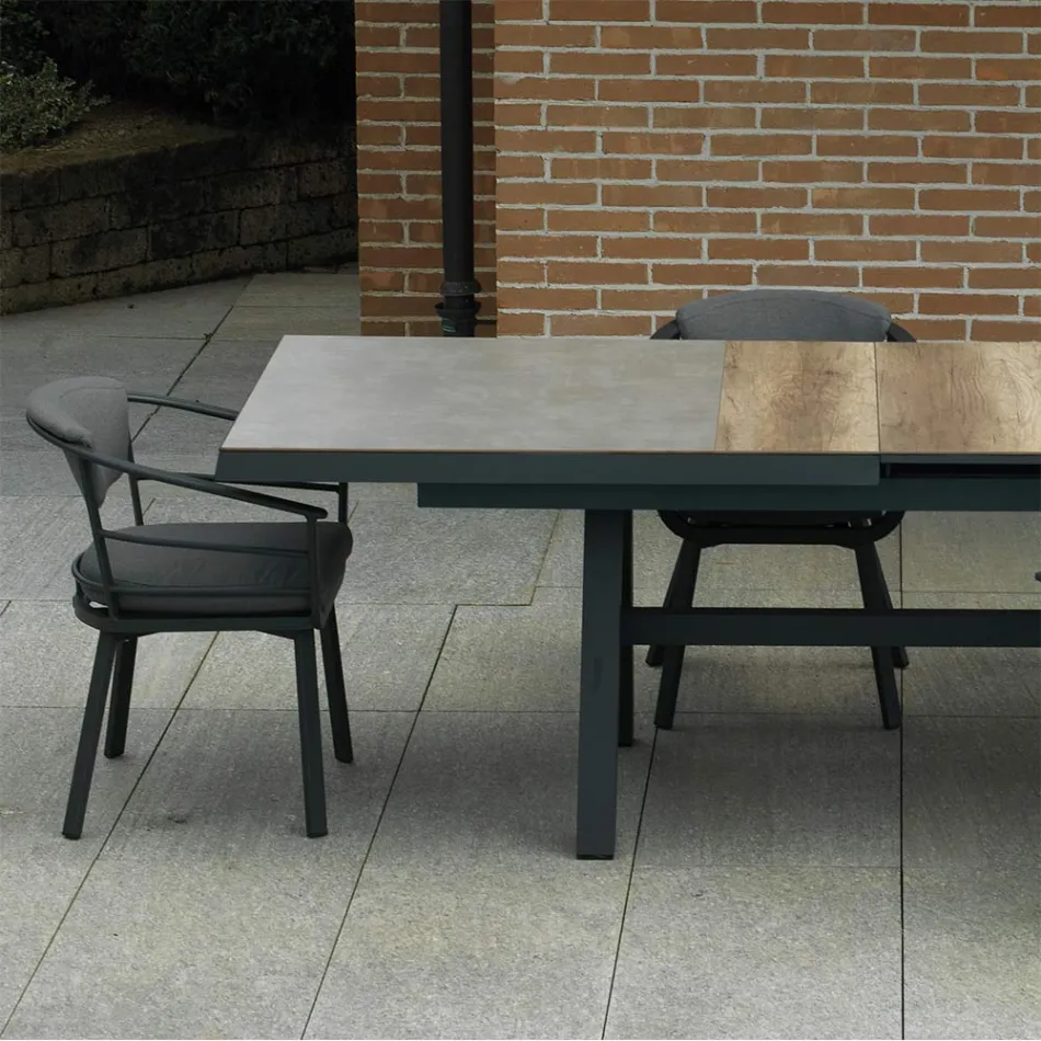 Table à rallonge 303 cm en aluminium avec plateau HPL - Righello Viadurini