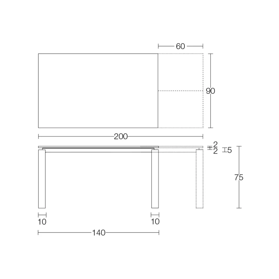 Table extensible 310 cm avec plateau en stratifié et base en métal - Spilla Viadurini