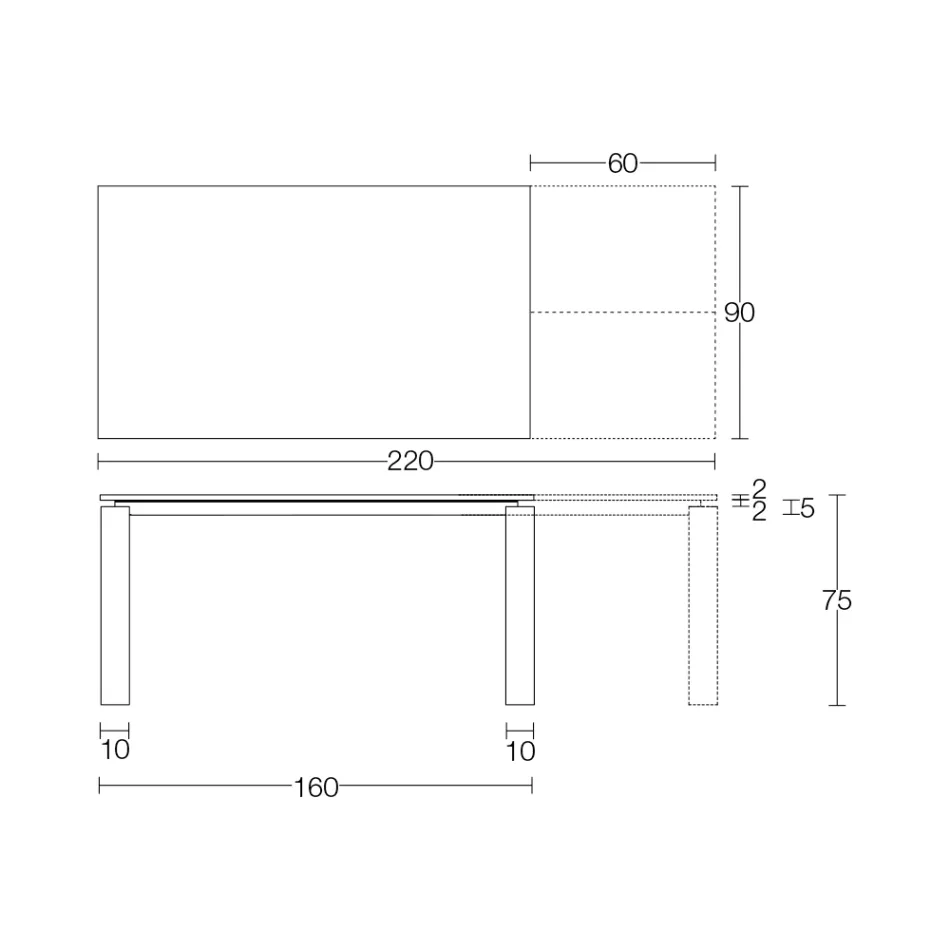 Table extensible 310 cm avec plateau en stratifié et base en métal - Spilla Viadurini
