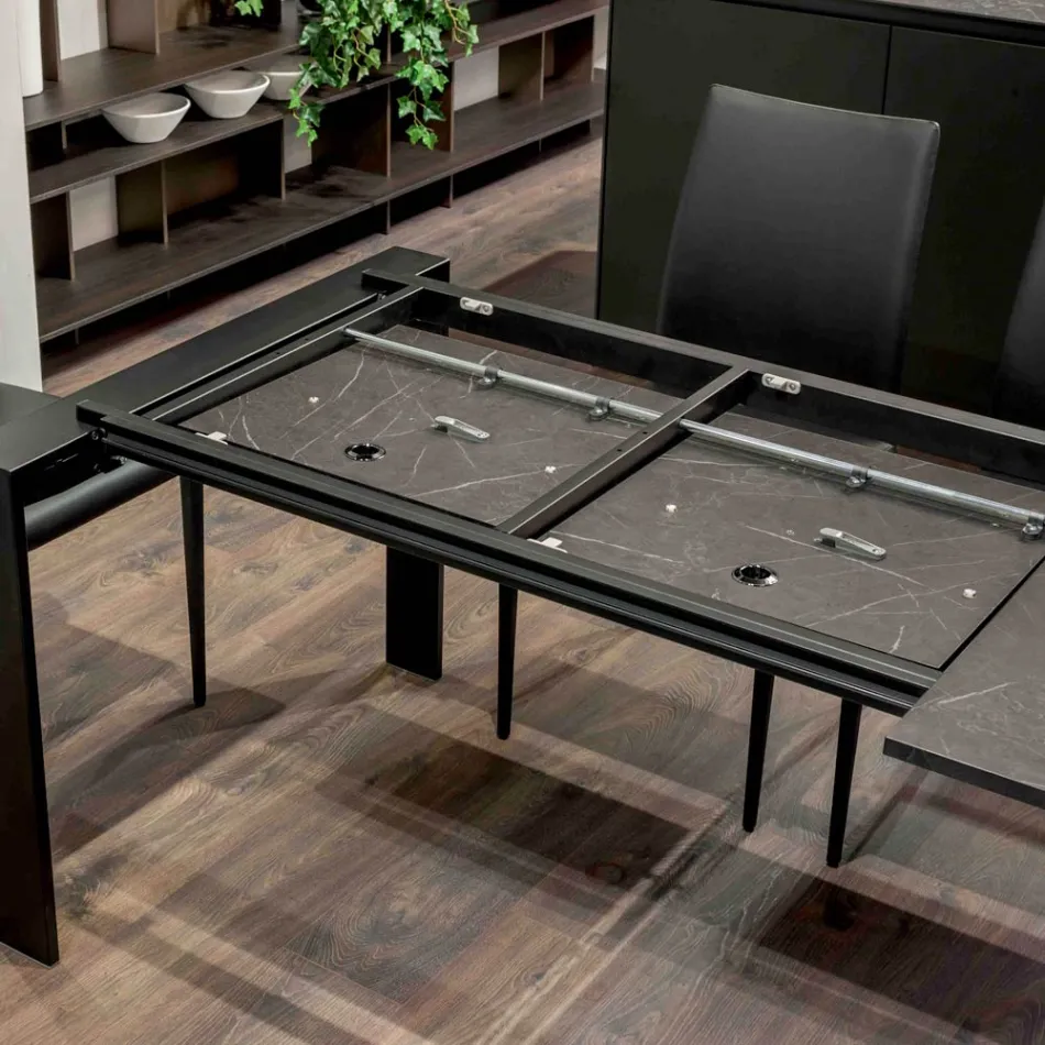 Table extensible 310 cm avec plateau en stratifié et base en métal - Spilla Viadurini