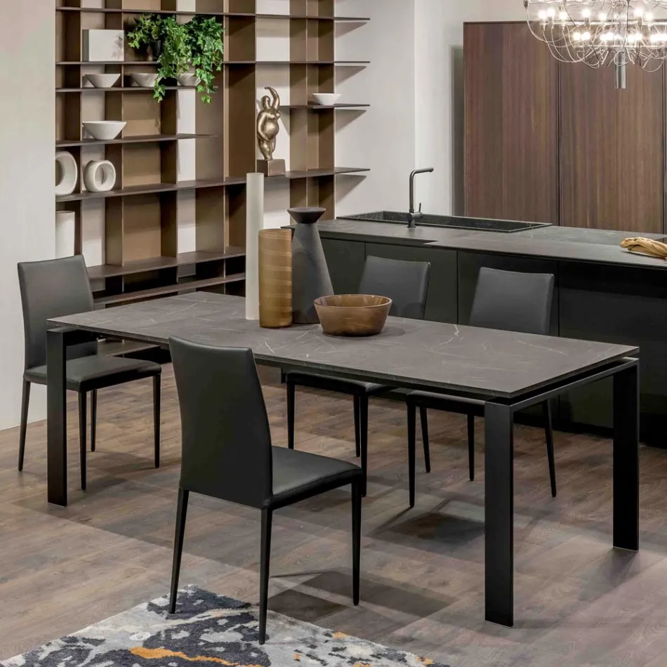 Table extensible 310 cm avec plateau en stratifié et base en métal - Spilla Viadurini