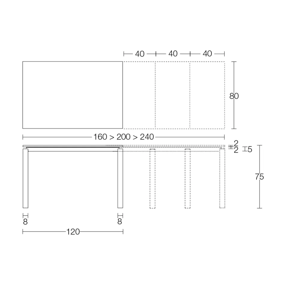 Table extensible 310 cm avec plateau en stratifié et base en métal - Spilla Viadurini