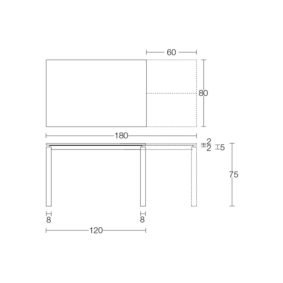 Table extensible 310 cm avec plateau en stratifié et base en métal - Spilla Viadurini