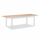 Table d'extérieur extensible en aluminium et plateau en teck - Bilel Viadurini