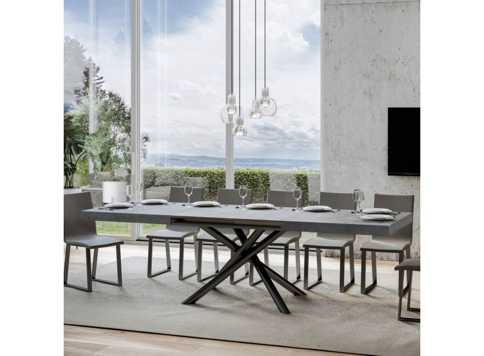 Table extensible jusqu'à 440 cm avec pieds en fer tubulaire fabriquée en Italie - Prato Viadurini
