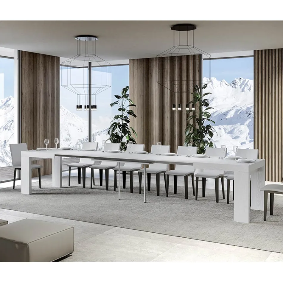 Table extensible jusqu'à 440 cm en microparticules de bois Made in Italy - Arbre Viadurini