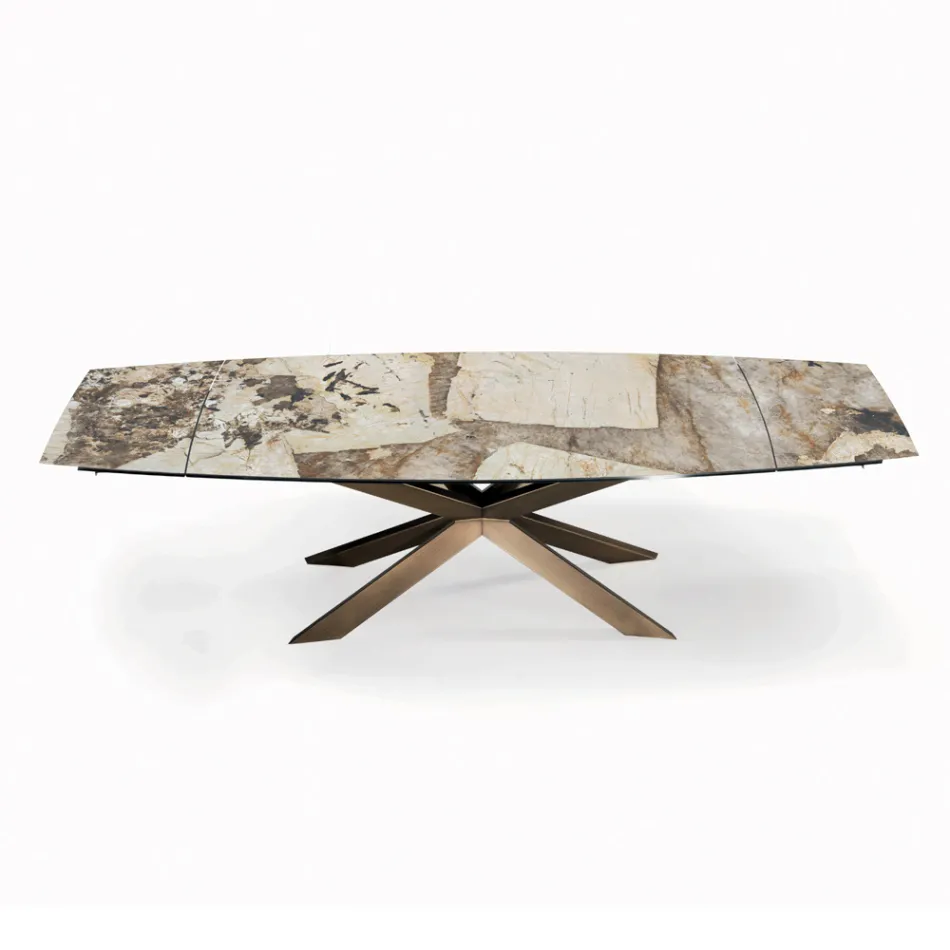 Table extensible en forme de tonneau avec rallonges intégrées fabriquée en Italie - Grotta Viadurini