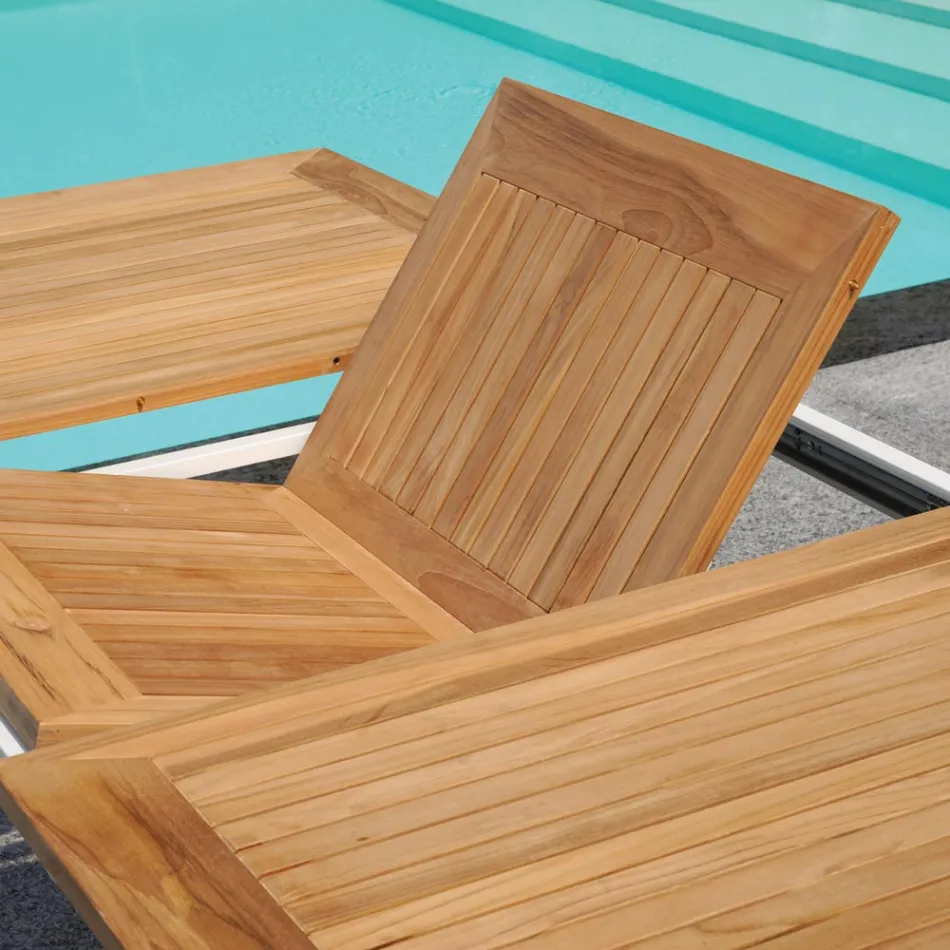 Table Butterfly Extensible jusqu'à 210 cm en Aluminium et Plateau en Teck - Incanto Viadurini