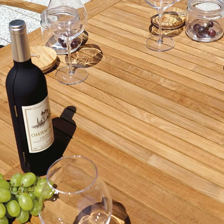 Table Butterfly Extensible jusqu'à 210 cm en Aluminium et Plateau en Teck - Incanto Viadurini