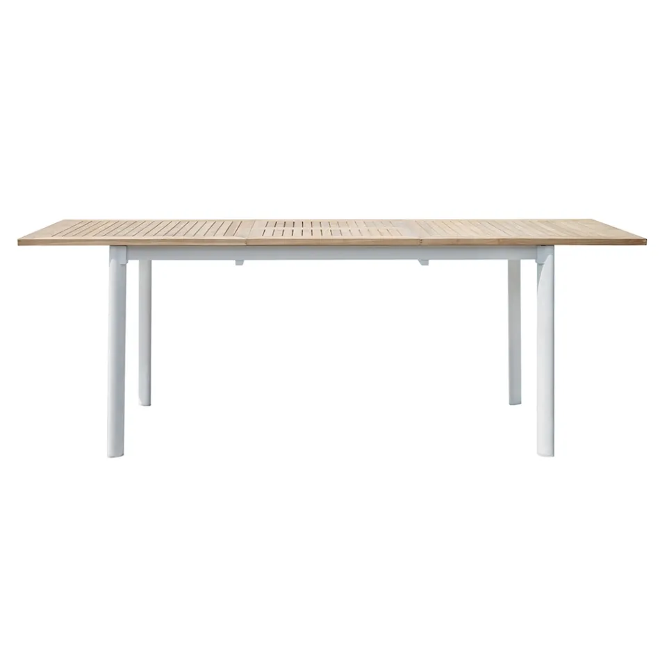 Table Butterfly Extensible jusqu'à 210 cm en Aluminium et Plateau en Teck - Incanto Viadurini
