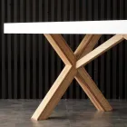 Table extensible blanche avec structure en bois massif naturel Rico Viadurini