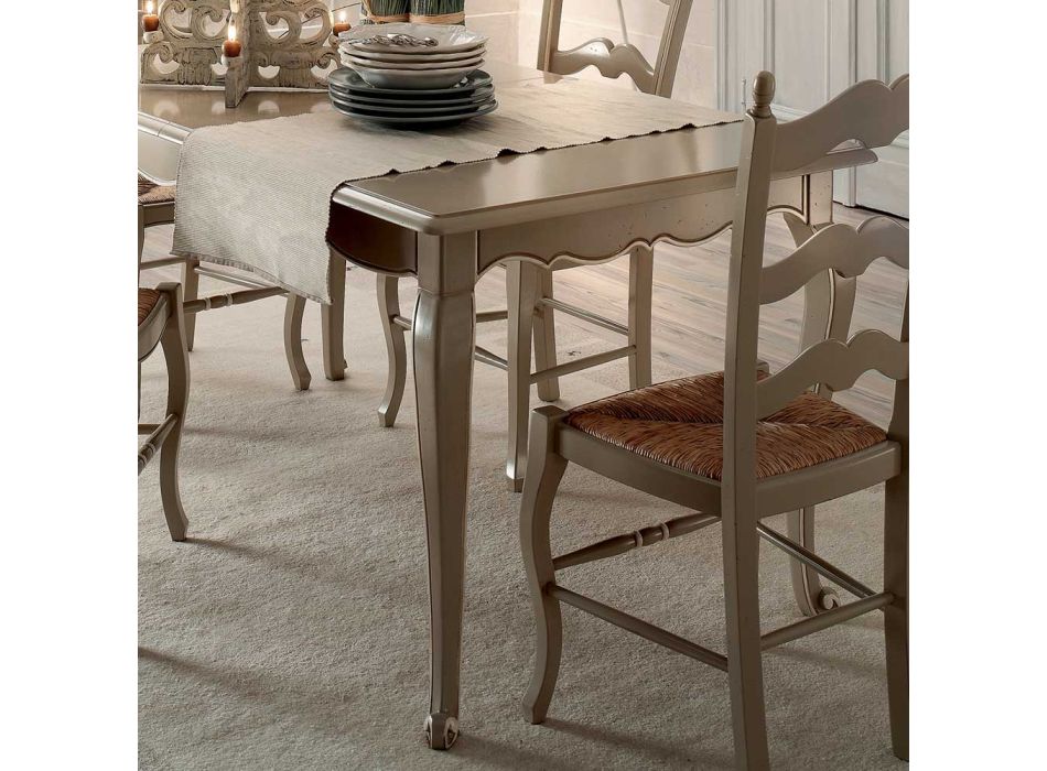 Table extensible avec 4 chaises en gris tourterelle clair fabriquée en Italie - Celestino Viadurini