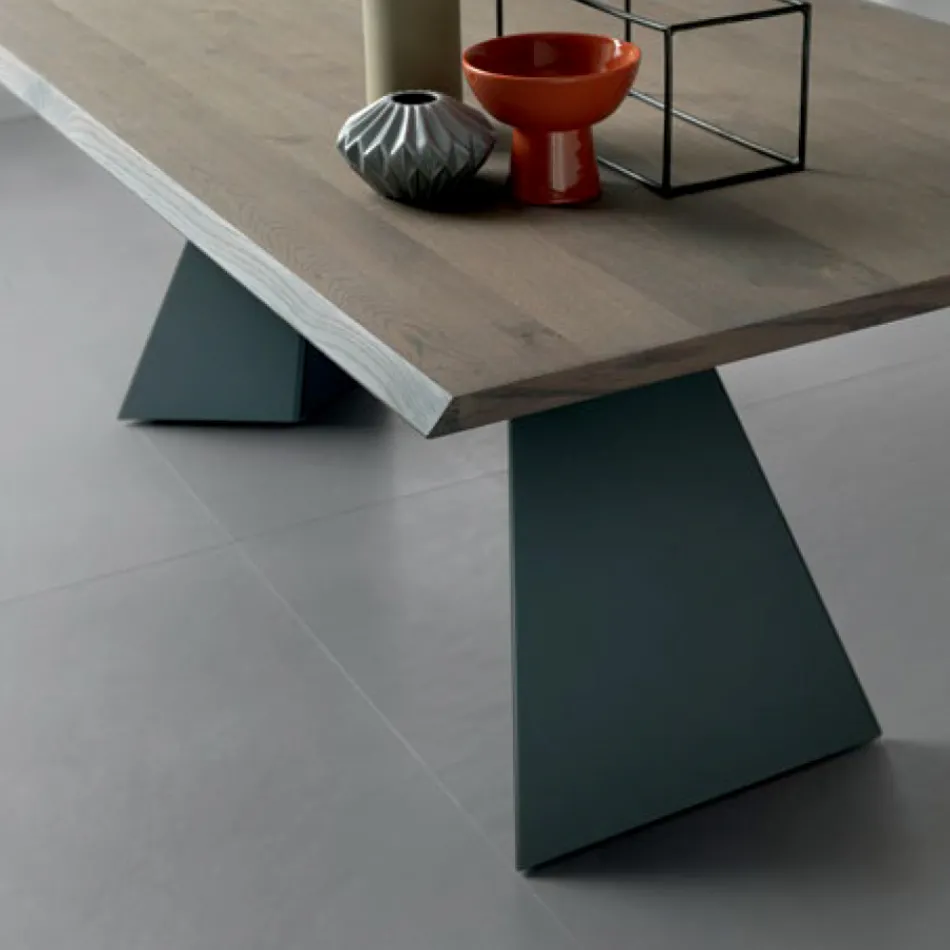Table extensible avec rallonge latérale en placage bois - Aperol Viadurini