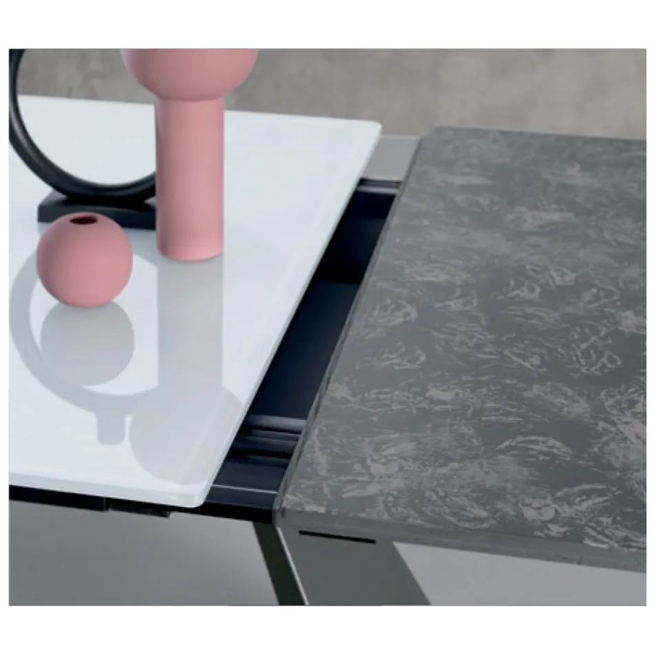 Table extensible avec rallonge latérale en verre opalin - Aperol Viadurini