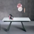 Table extensible avec rallonge latérale en verre opalin - Aperol Viadurini