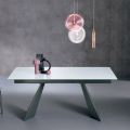 Table extensible avec rallonge latérale en verre opalin - Aperol