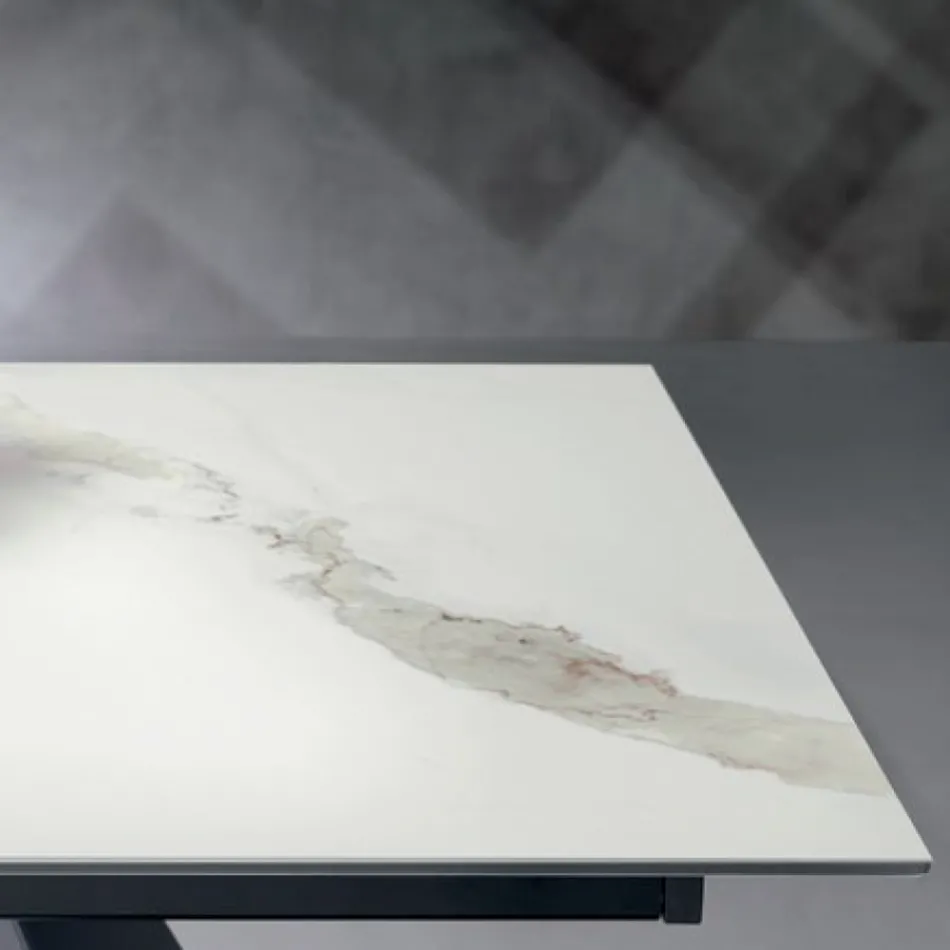 Table extensible avec rallonge latérale en vitrocéramique - Aperol Viadurini