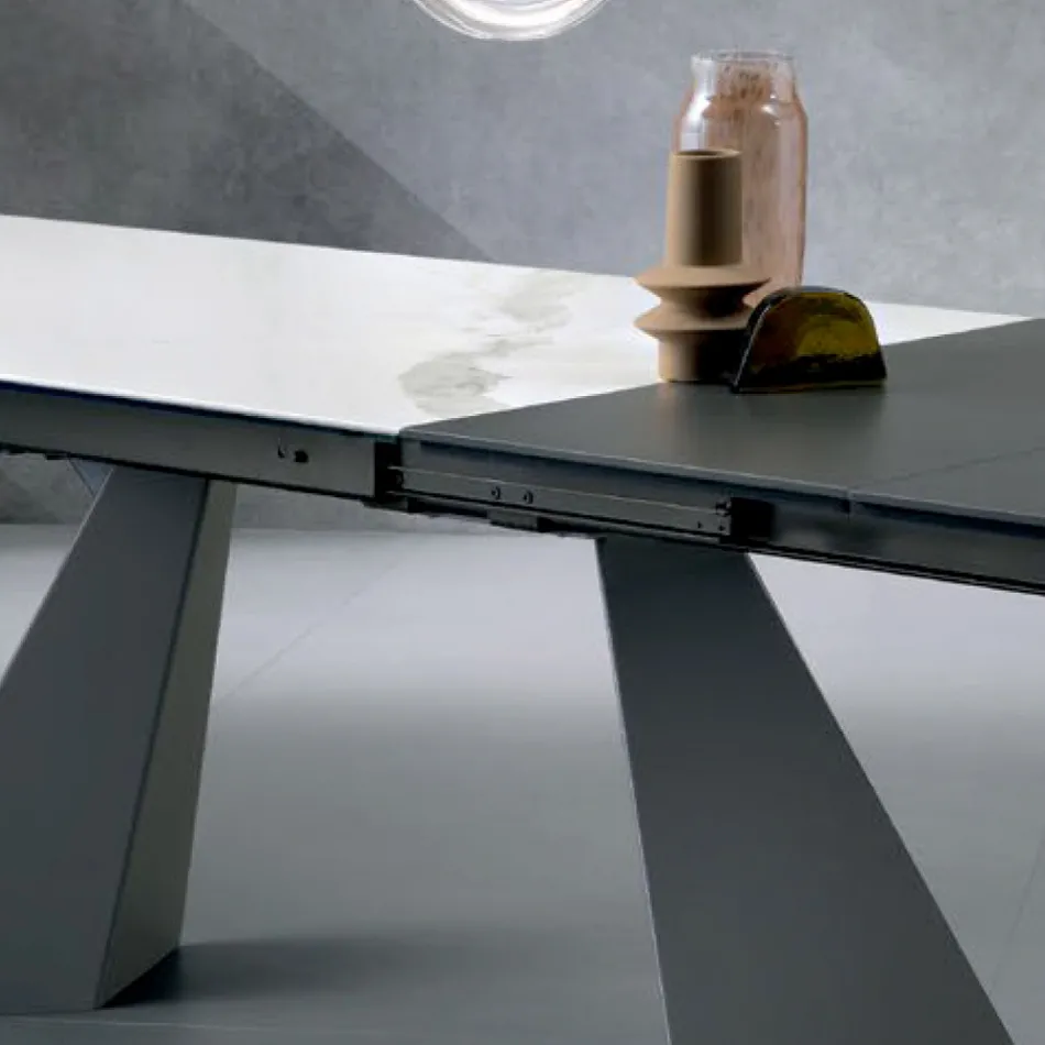 Table extensible avec rallonge latérale en vitrocéramique - Aperol Viadurini