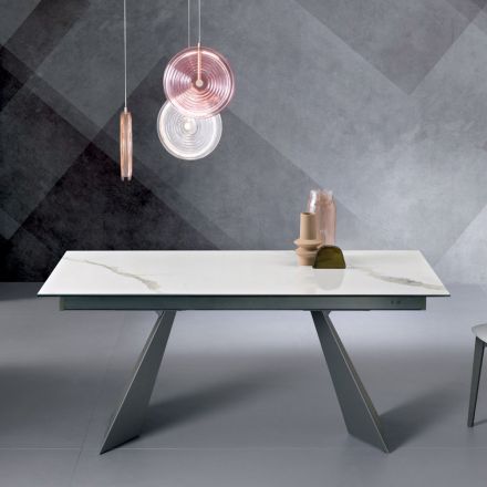 Table extensible avec rallonge latérale en vitrocéramique - Aperol Viadurini