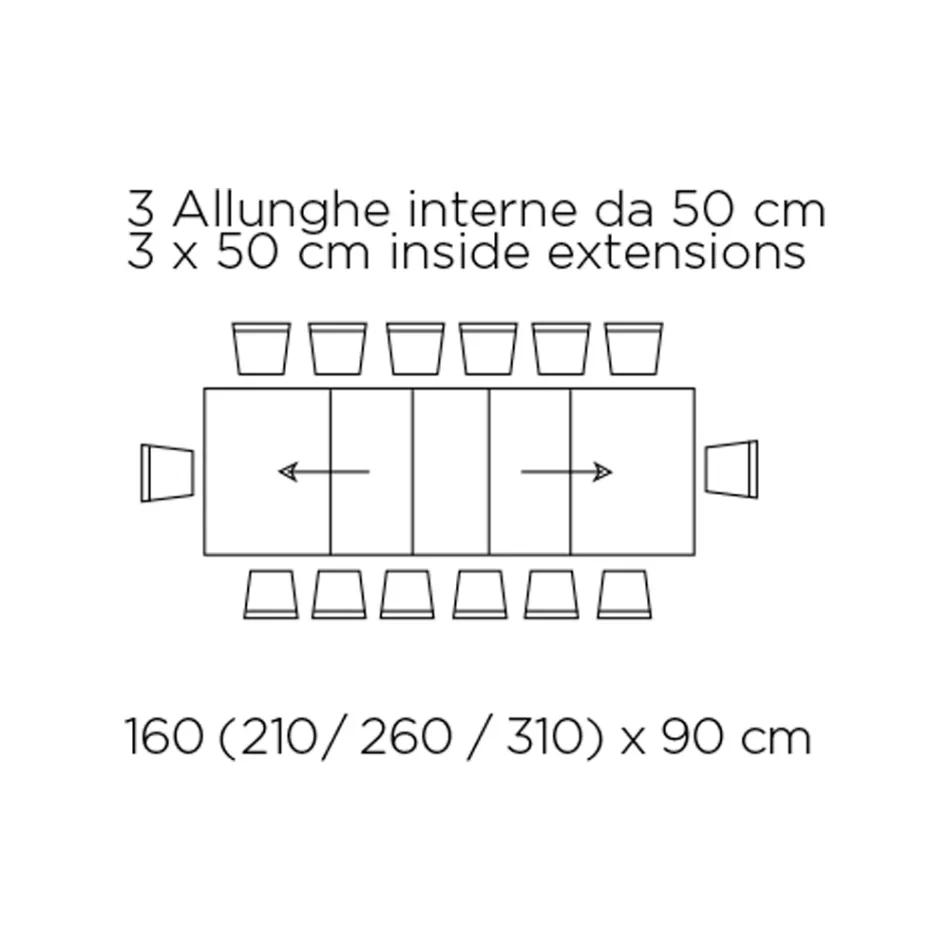 Table Extensible avec Ouverture Centrale et Bord Rabattable Fabriquée en Italie - Dalmatien Viadurini