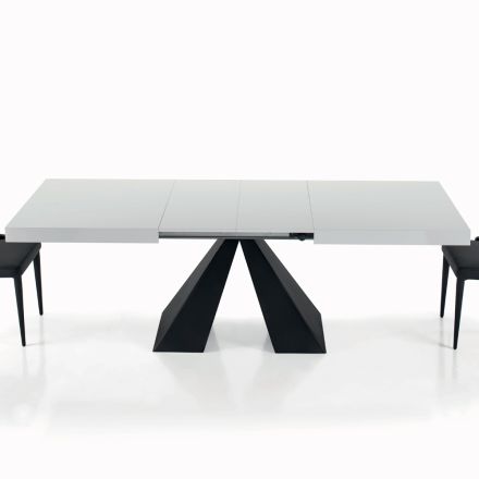Table Extensible avec Ouverture Centrale et Bord Rabattable Fabriquée en Italie - Dalmatien Viadurini