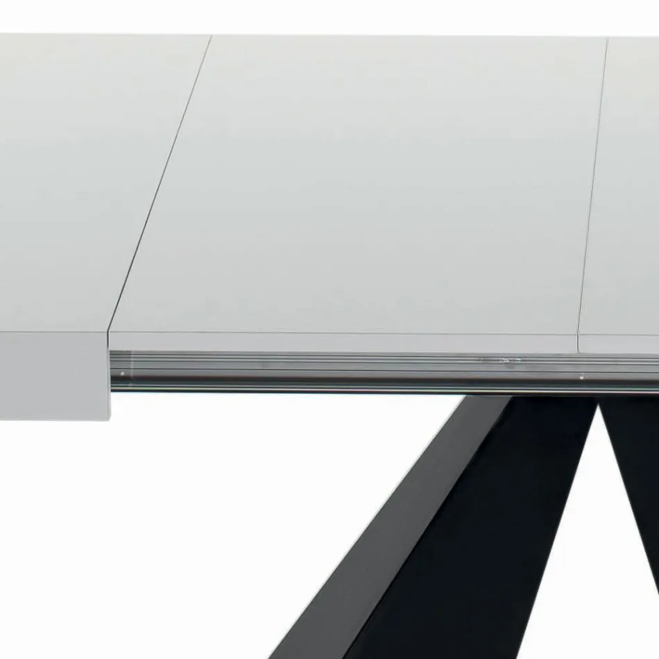 Table Extensible avec Ouverture Centrale et Bord Rabattable Fabriquée en Italie - Dalmatien Viadurini