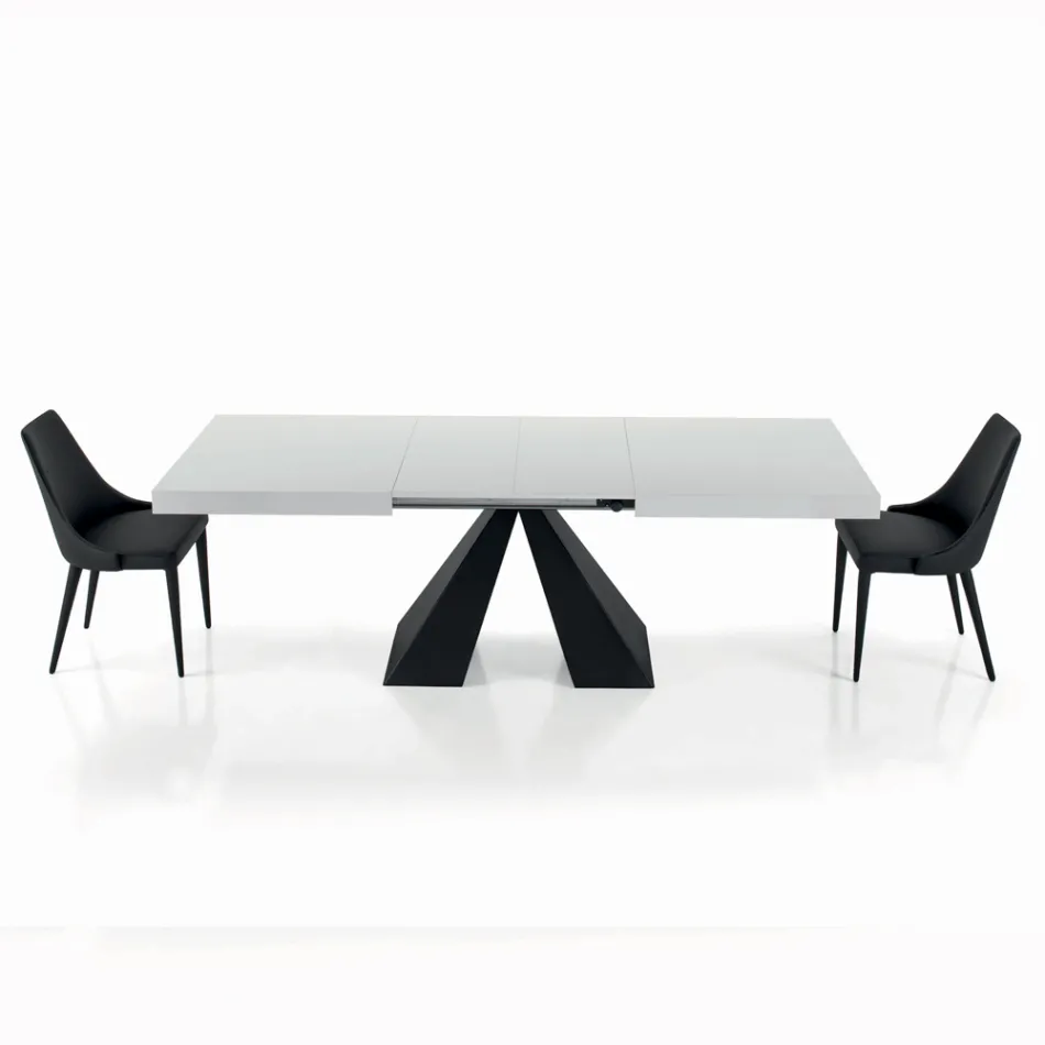 Table Extensible avec Ouverture Centrale et Bord Rabattable Fabriquée en Italie - Dalmatien Viadurini