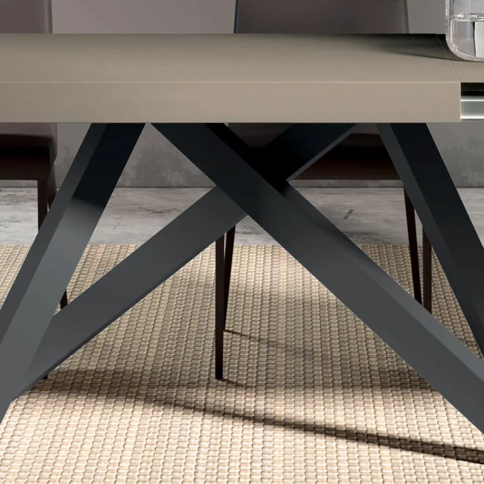 Table extensible à ouverture latérale synchronisée en mélamine - Settimmio Viadurini