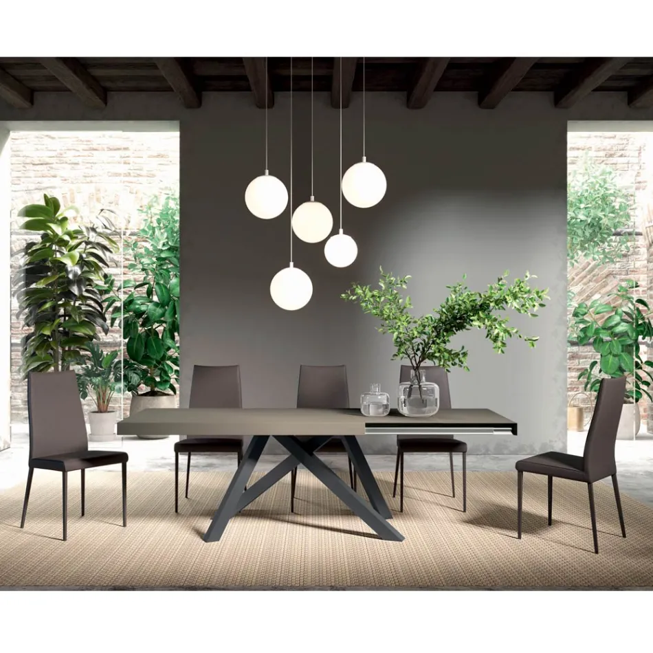 Table extensible à ouverture latérale synchronisée en mélamine - Settimmio Viadurini