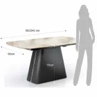 Table extensible avec base en acier et plateau en céramique finition marbre - Emilia  Viadurini