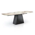 Table extensible avec base en acier et plateau en céramique finition marbre - Emilia  Viadurini