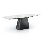 Table extensible avec base en acier et plateau en céramique finition marbre - Emilia  Viadurini