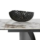 Table extensible avec base en métal et plateau en céramique finition marbre - Lombo  Viadurini