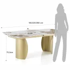 Table extensible avec base en métal et plateau en céramique finition marbre - Lombo  Viadurini