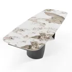 Table extensible avec base en métal et plateau en céramique finition marbre - Lombo  Viadurini